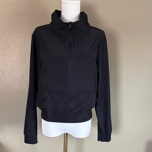Kensie Sleek Black Quarter-Zip Light Weight windbreaker Jacket Size small